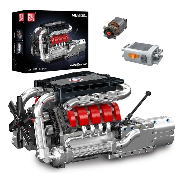 Juego De Bloques Mould King 10203 Motor V8 Construcción Stem