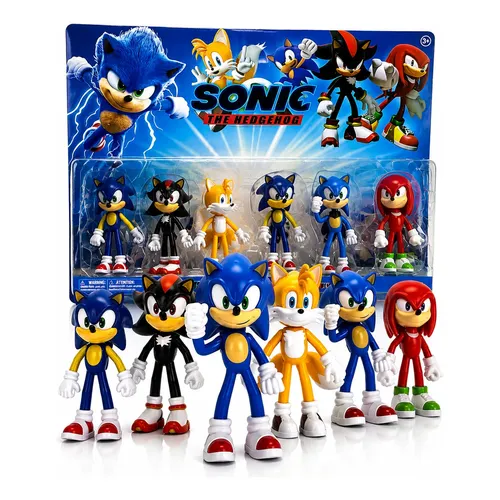 Max Fun Conjunto De 6pcs Sonic The Hedgehog Figuras Ação5-7