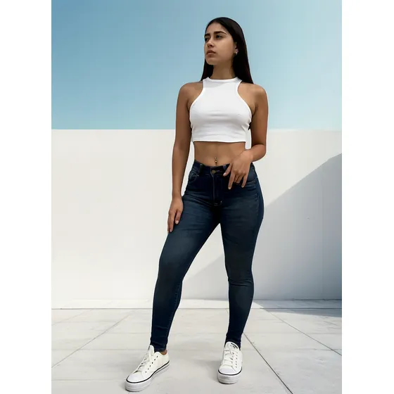 Pantalón Skinny Óxido Clásico Costura Combinada Marca Andar
