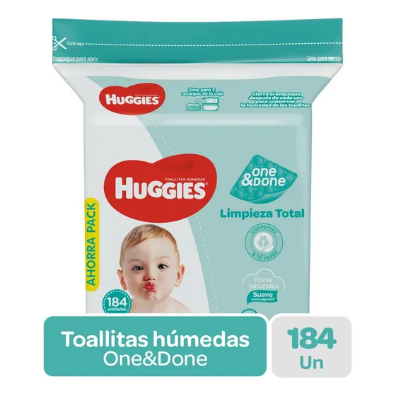 Toallitas Húmedas Huggies One&done (1 Paq. X 184 Un)