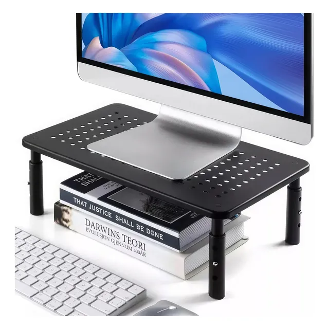 Soporte Base Elevadora Para Monitor Escritorio 3 Niveles Negro