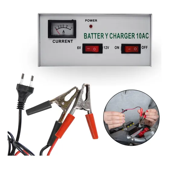 Cargador De Batería Para Auto O Moto Vehículo 10 Amp Carga ©