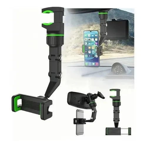 Soporte Para Teléfono Con Espejo Retrovisor 360º Multiuso Verde