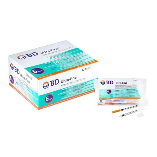 Bd Ultra Fine Jeringa De Insulina 1ml Aguja 31 G 6mm 100u