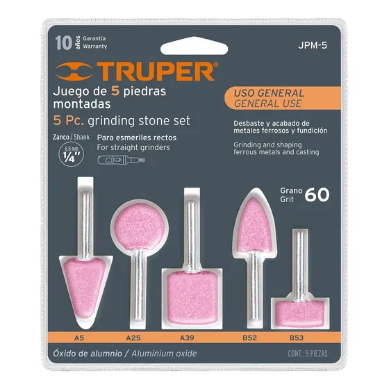 Puntas Montadas Grano 60 1/4  Uso General Truper Jpm-5