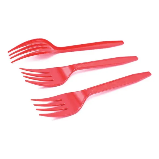 Set 12 Tenedores Plásticos Desechables Para Fiestas Rojo