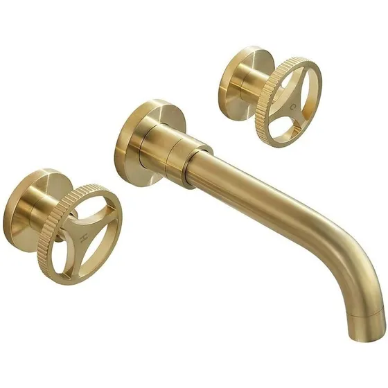 Griferías Modelo Industrial Oro Cepillado De Pared O Mesada 