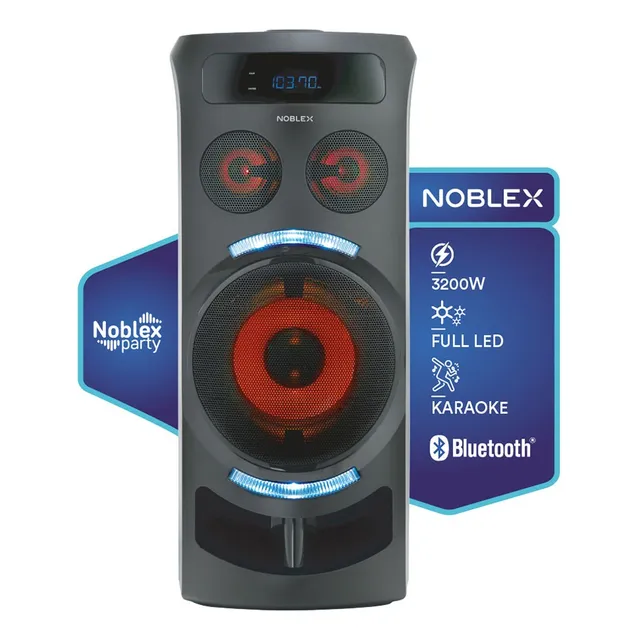 Torre de Sonido Noblex MNT290 Bluetooth Efectos de Voz y Luces LED Negro