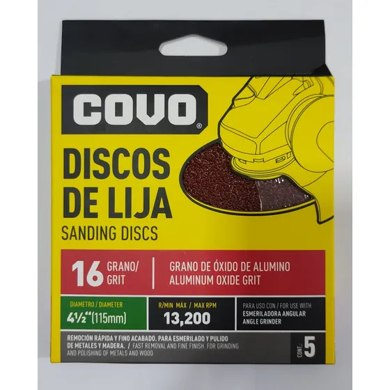 Discos De Lijas 4 1/2  X7/8 Grano 36-60-80-100 Pack 5 Unid