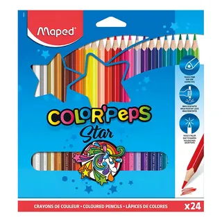 LĂĄpis De Cor 24 Cores Color'peps Star Triangular Maped LĂĄpis De Cor 24 Cores Color'peps Star Triangular Maped