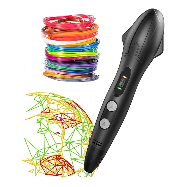 Bolígrafo Lápiz Impresora 3d Sm-03 Lcd + Filamentos 54mts Bk