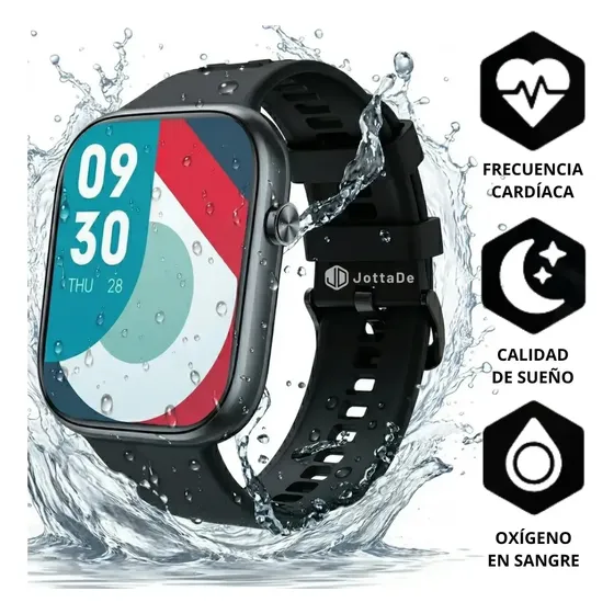 Smartwatch Jd Venecia Sport Bluetooth Llamadas Pantalla 1.96" Táctil Malla Color Negro Resistente Al Agua Ip68