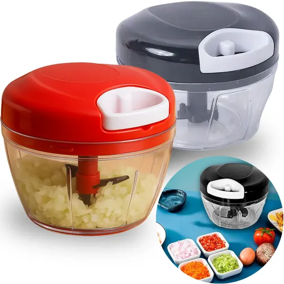 Processador Triturador Manual De Alimentos 3 Laminas 500ml Para Alho Cebola Frutas Legumes Mini Moedor Cor Sortida Óh Céus Aletronix