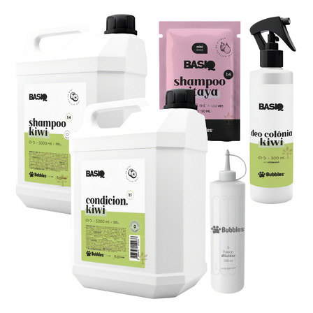 Kit Bubbles Basiq Kiwi Shampoo Condicionador Colônia Petshop Kit Bubbles Basiq Kiwi Shampoo Condicionador Colônia Petshop