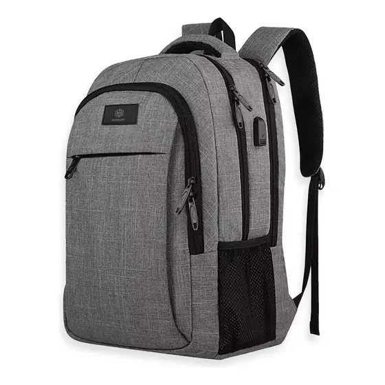 Bolso Morral Portatil Impermeable Hardley Mujer Hombre Usb Color Gris | Cuotas sin interés