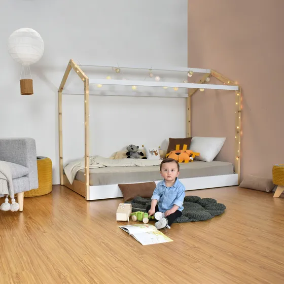Cama Infantil Montessori 107x202x151 Convertible Matiz Natural