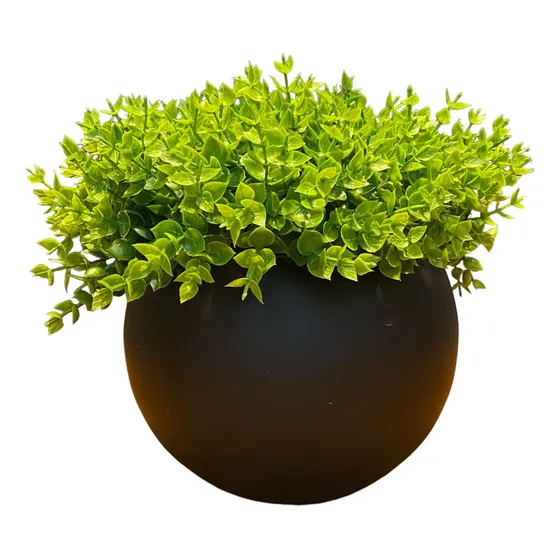 Arranjo Centro Mesa Vaso Preto Verdinho Artificial Completo