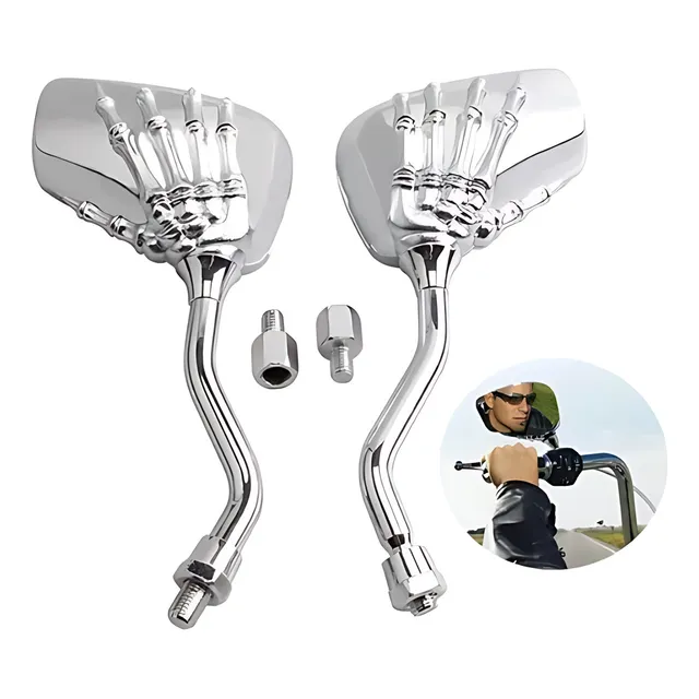 2pz Espejo Retrovisor Moto Cráneo Aluminio 8/10mm
