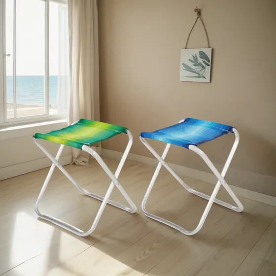 Banqueta De Aluminio Plegable Mor Azul O Verde