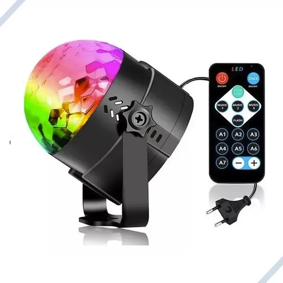 Mini Globo Jogo De Luz Giratório Festa Balada Dj Led Eventos Jm-08 Luatek