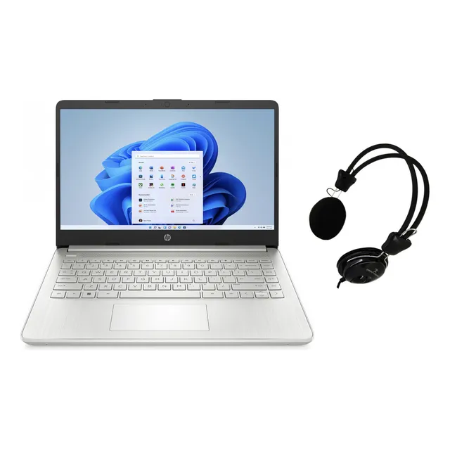 Laptop Hp 14-dq0532la | Intel Celeron N4120 | 4gb Ram | 128gb Ssd | 14 Hd | Windows 11 | Diseño Liviano Y Elegante | Teclado En Español. Bundle Con Audifonos.