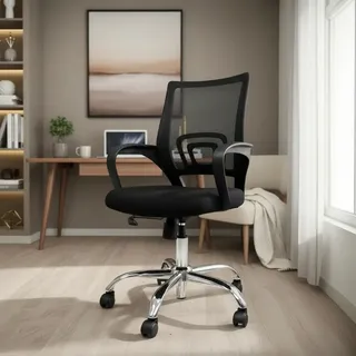 Silla Oficina Ejecutiva Soporte Lumbar Base Metal Vns Home Color Negro Material Del Tapizado Tela