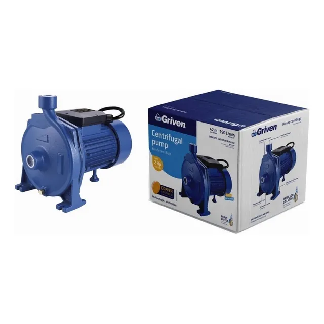 Bomba De Agua 2hp Centrífuga 100% Cobre Multivoltaje Griven