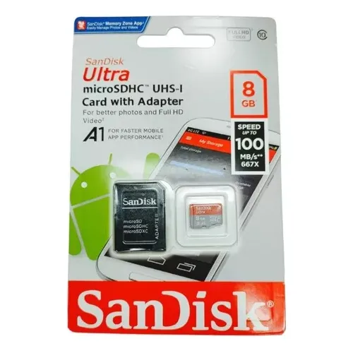 Memoria Micro Sd Sandisk/ Adaptador 8gb Clase 10 