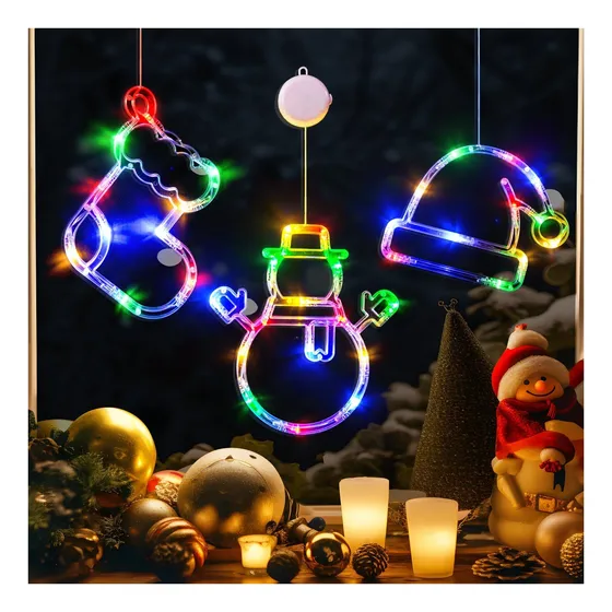Luces De Ventana De Navidad Lolstar, Calcetín De Navidad De