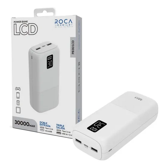 Power Bank Usb Y Usb-c Tipo C Con Pantalla Lcd 30.000mah