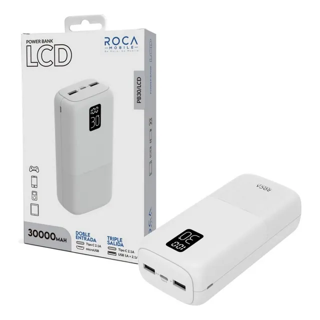 Power Bank Usb Y Usb-c Tipo C Con Pantalla Lcd 30.000mah