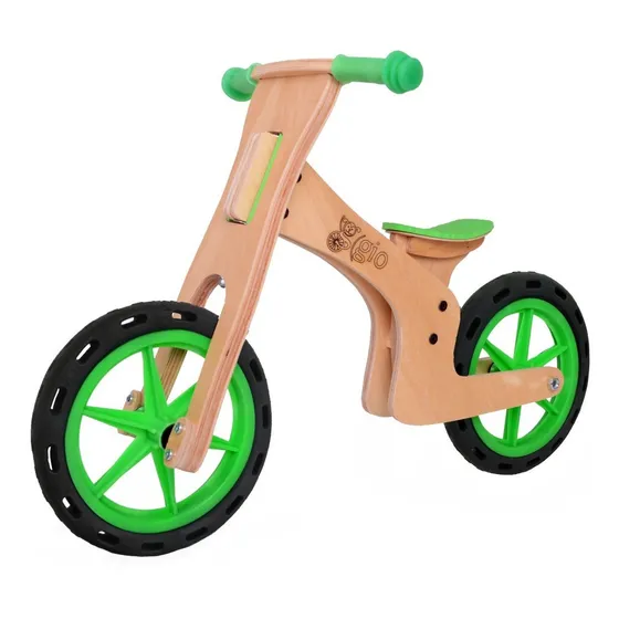 Bicicleta De Inicio De Madera Gio Clásica, Sin Pedales Color Verde