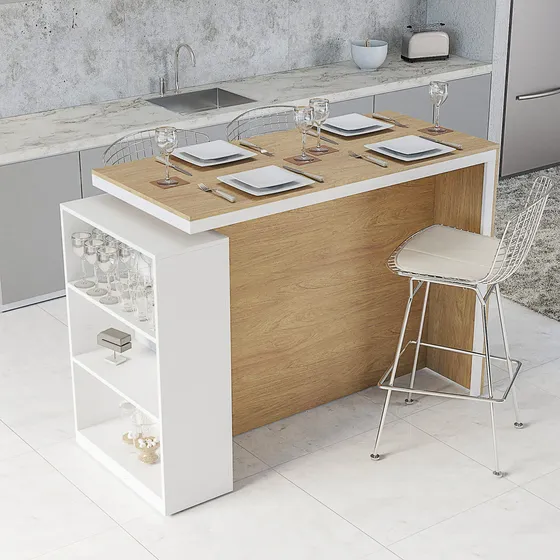 Mesa Alta Desayunador De Cocina Para 4 Personas 150x60 Cm