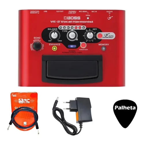 Pedal de Efeito Boss Vocal Echo VE-1 para Microfone com 7 Efeitos