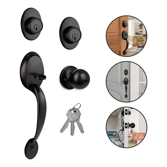 Cerradura Residencial Puerta Principal Negro Llave/llave 