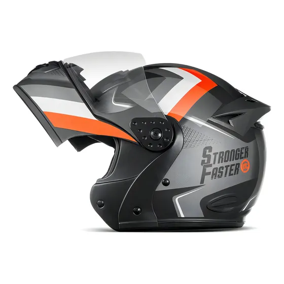 Capacete Robocop Stronger Faster Gladiator Etceter Fosco Cor Cinza/Laranja Tamanho do capacete 58