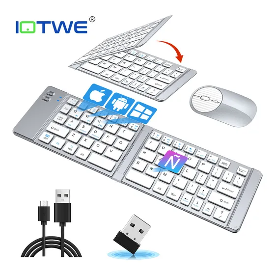 Kit de teclado y ratón inalámbrico recargable Iotwe SBJP para jugadores, conexión Bluetooth, resistente a salpicaduras, incluye batería, diseño negro