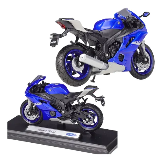 Welly Toys 2020 Yamaha Yzf R6 Miniatura Moto Escala 1/18 Azul