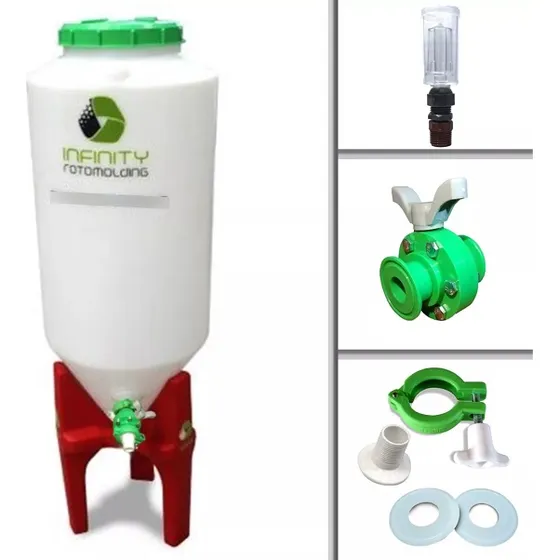 Recipiente Cónico 90l  Con Base Y Accesorios