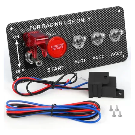 Painel Ignição Botão Partida Start Switch Chave Turbo 12v Preto