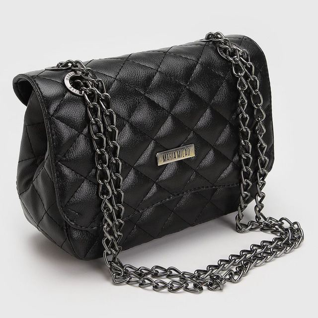 Bolsa De Lado Feminina Lateral Com Corrente Matelassê Festa Cor Preto Bolsa De Lado Feminina Lateral Com Corrente Matelassê Festa Cor Preto