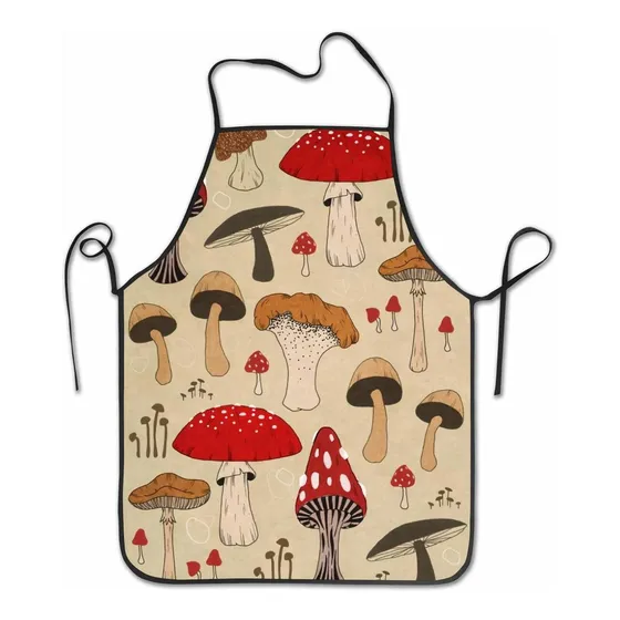 Ishow Delantal Ajustable Diseño Flor Roja Lavable Unisex