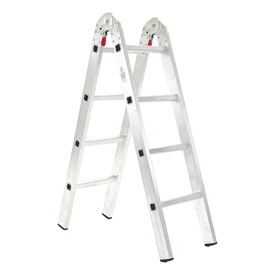 Escalera Tijera Aluminio 8 Escalones Resistente Gardenlife Gris