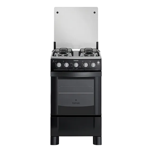 Fogão 4 Bocas Itatiaia Star Preto com Forno e Tampa de Vidro Acendimento Automático 127V/220V