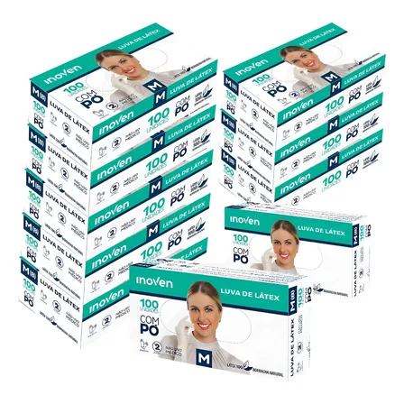 Luva Latex C/pó Kit Com 1000 Kit 10cx Látex Natural M