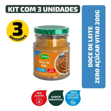 Kit Doce De Leite Zero Açúcar Vitao 200g - 3 Unidades