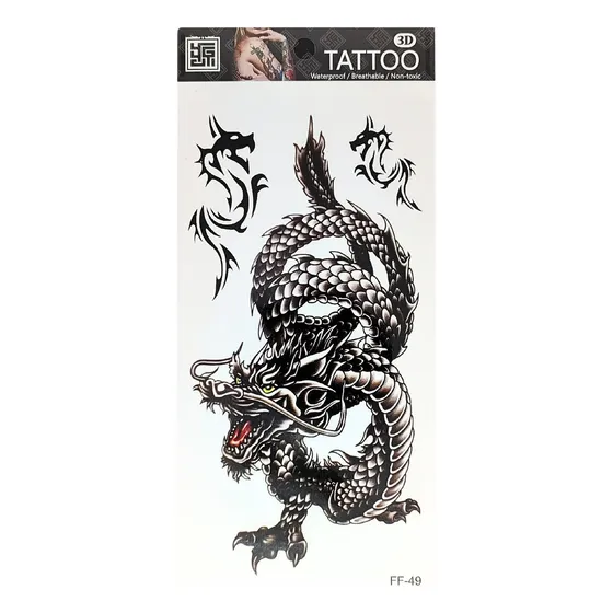 Tatuagem Fake Masculina Feminina Dragão - Removível Cor Preto