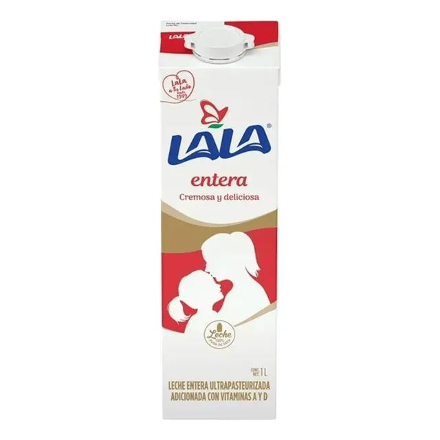 Leche Lala UHT Entera Caja con 12 piezas de 1L c/u