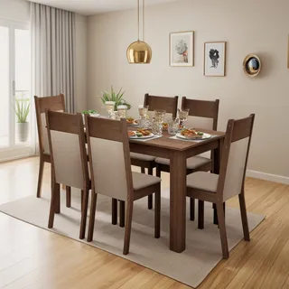 Sala Jantar Madesa JaĂne Mesa Tampo Madeira Com 6 Cadeiras Cor Rustic/crema/pĂ©rola Sala Jantar Madesa JaĂne Mesa Tampo Madeira Com 6 Cadeiras Cor Rustic/crema/pĂ©rola