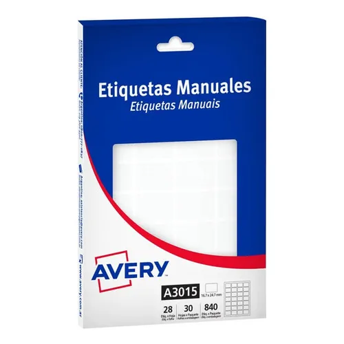 Etiquetas Avery Rectangular 16.7x24.7mm A3015 Color Blanco Diseño Liso